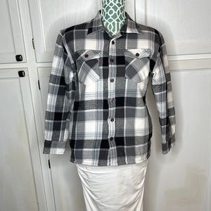 Point Zero Boy's XL Grey and Blue Plaid Coat with Sherpa Lining